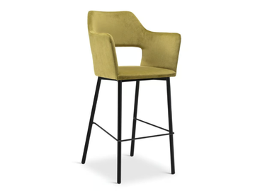 EDITH 717 - High upholstered velvet stool with armrests by Origins 1971 - view 2